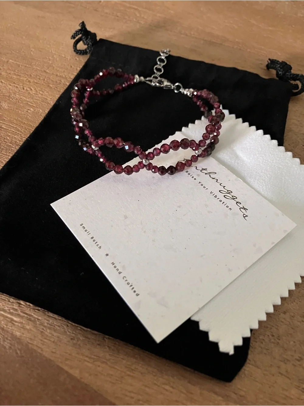 Infinity Wave Bracelet Handcrafted in Natural Garnet & Stainless Steel
